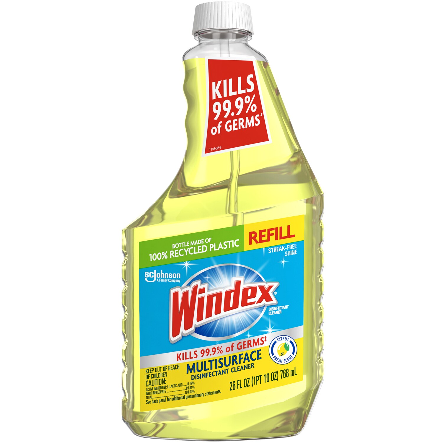 Windex Multi-Surface Disinfectant Cleaner Refill, Citrus Fresh Scent