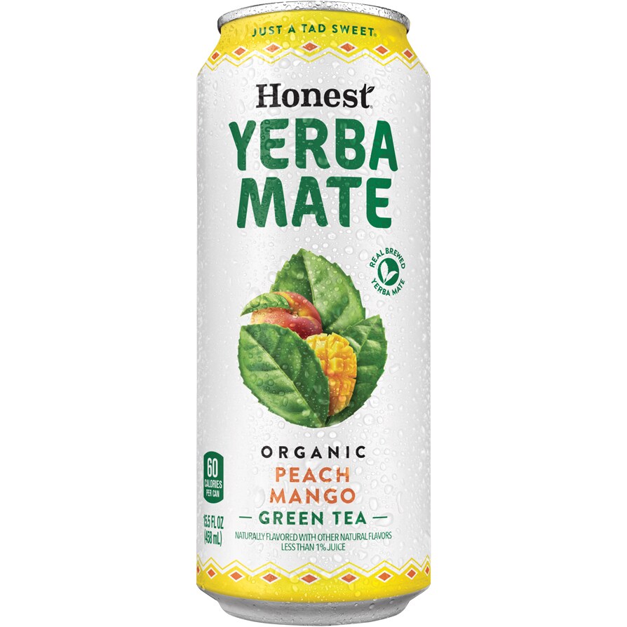 Honest Tea Organic Yerba Mate Green Tea, Peach Mango, Can