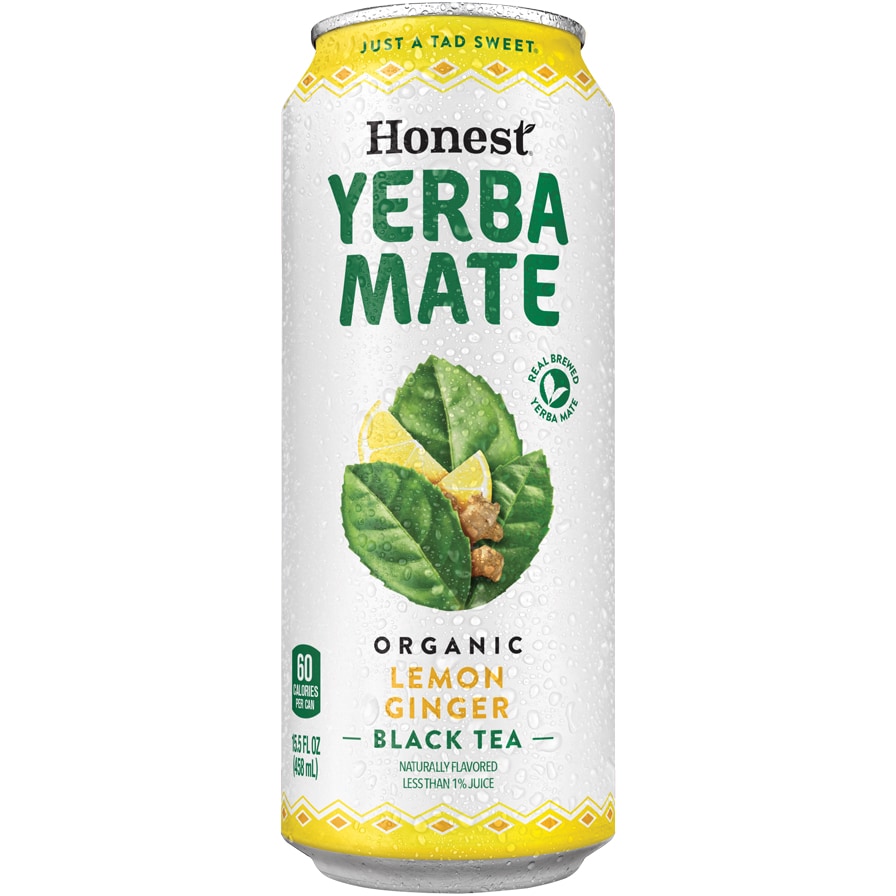 Honest Tea Organic Yerba Mate Black Tea, Lemon Ginger, Can