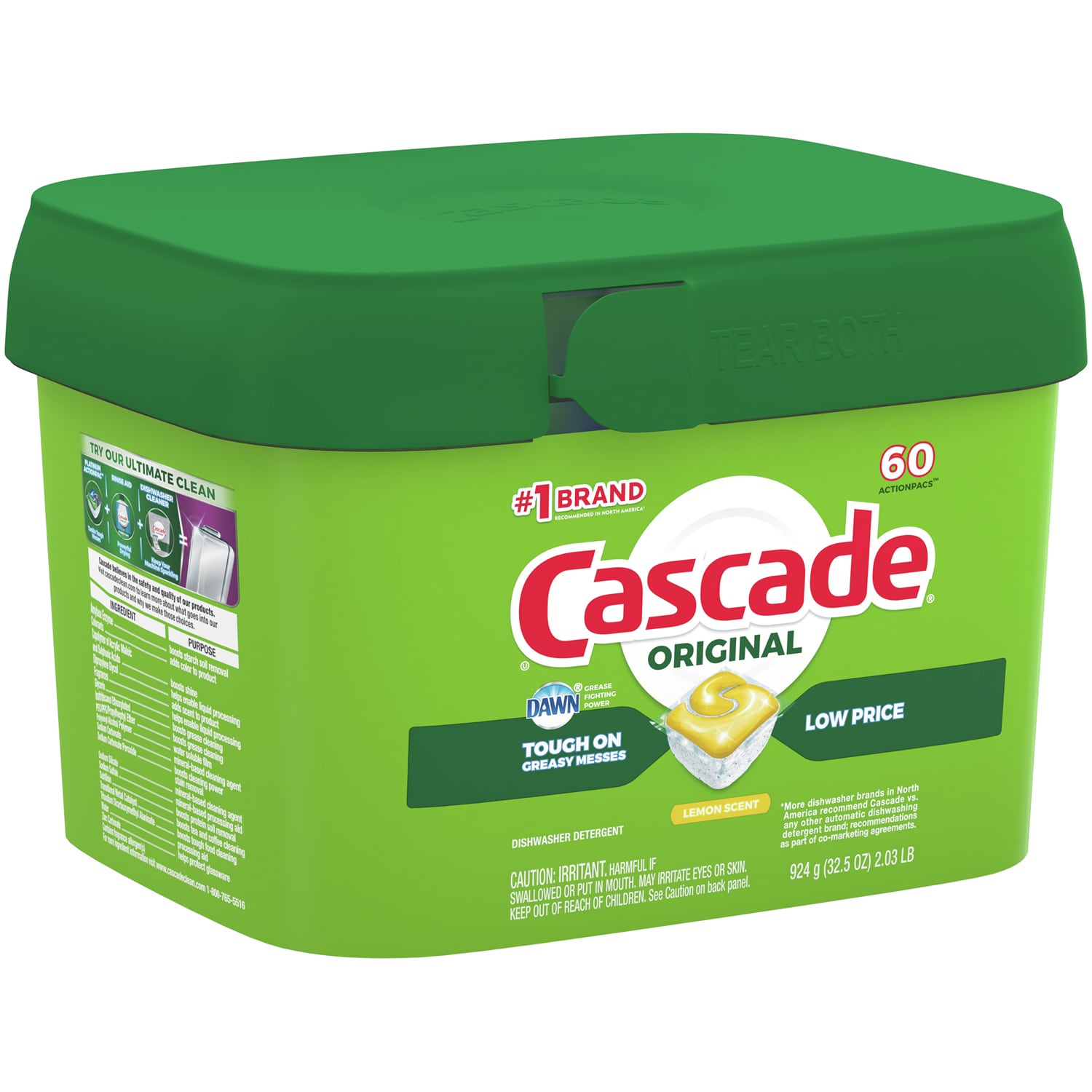 Cascade Original ActionPacs Dishwasher Detergent, Lemon Scent