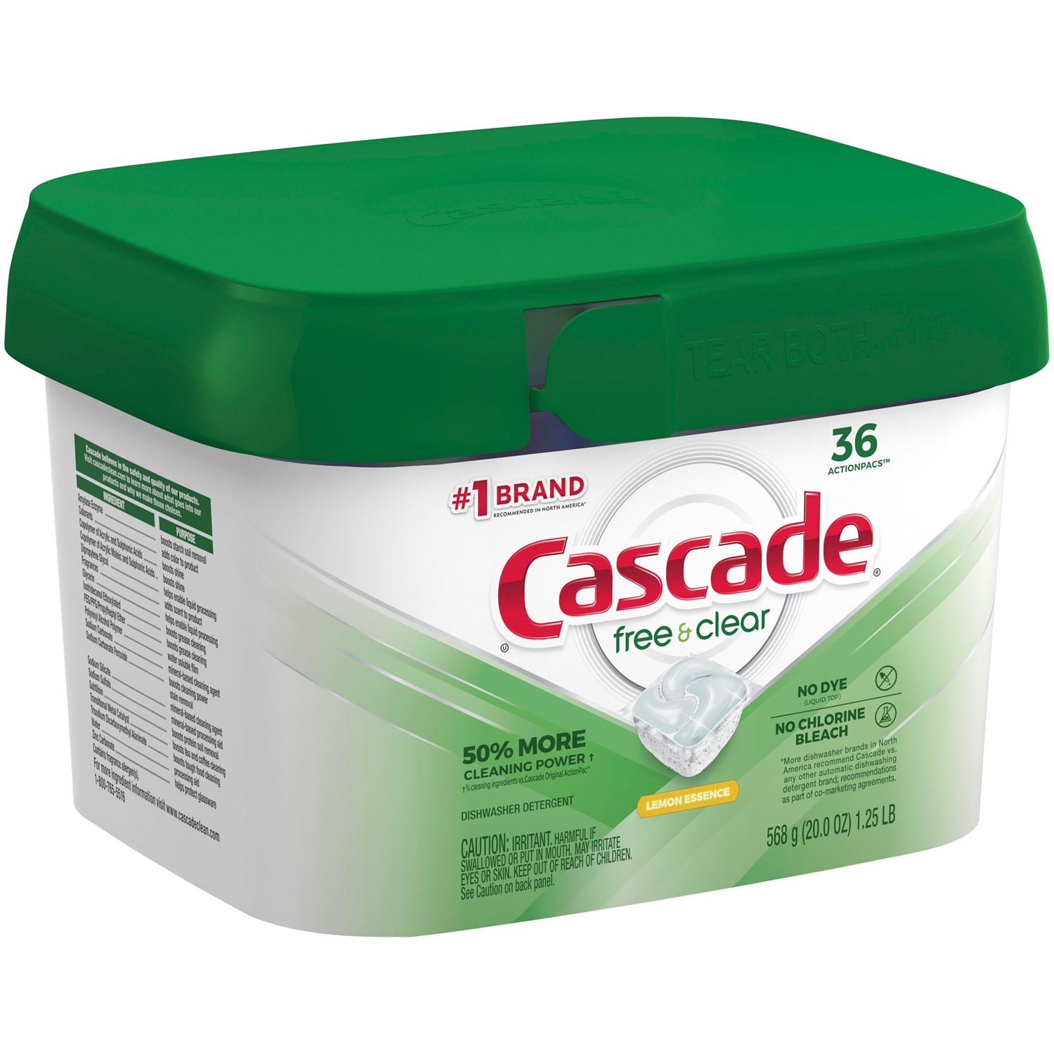Cascade Free & Clear ActionPacs Dishwasher Detergent, Lemon Essence