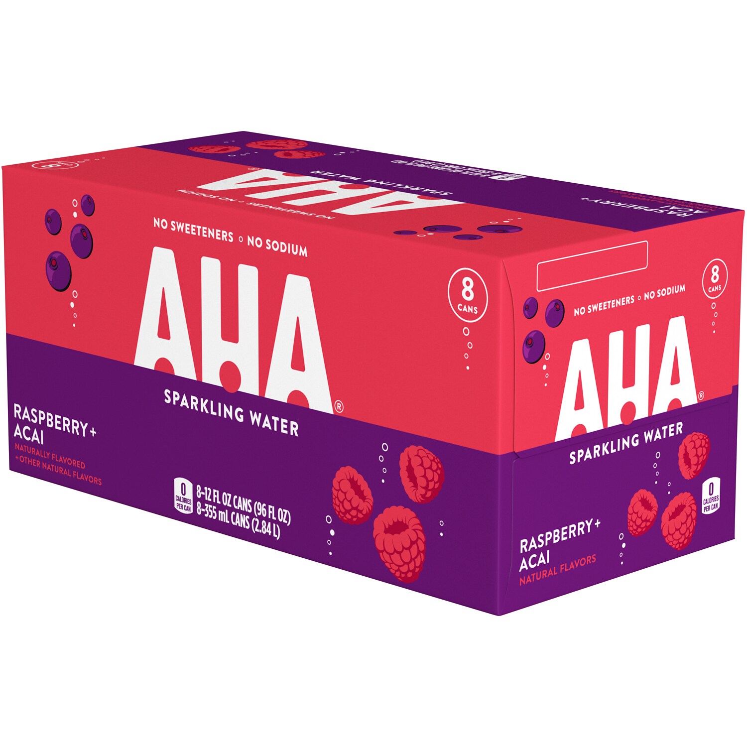 AHA Sparkling Water, Raspberry + Acai, Cans