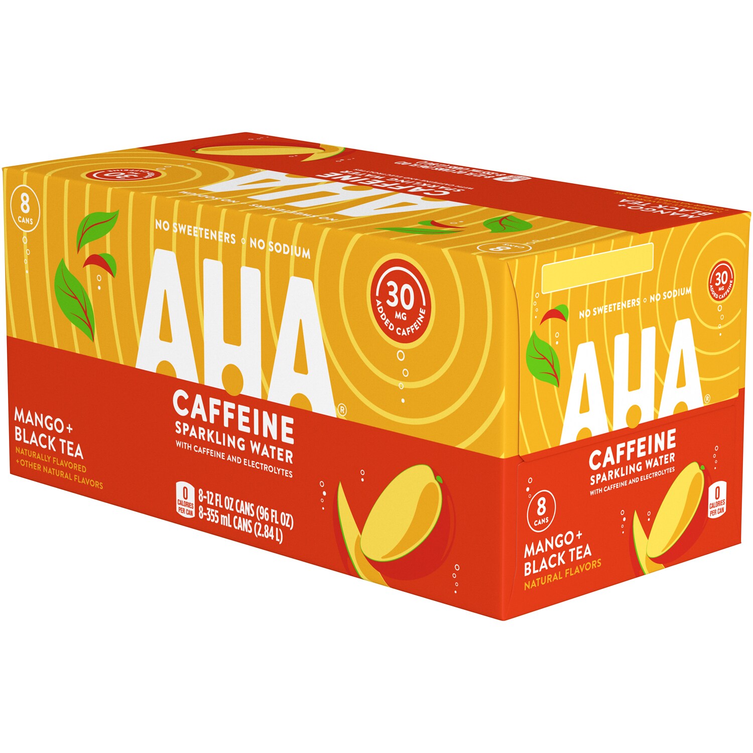 AHA Sparkling Water, Mango + Black Tea, Cans