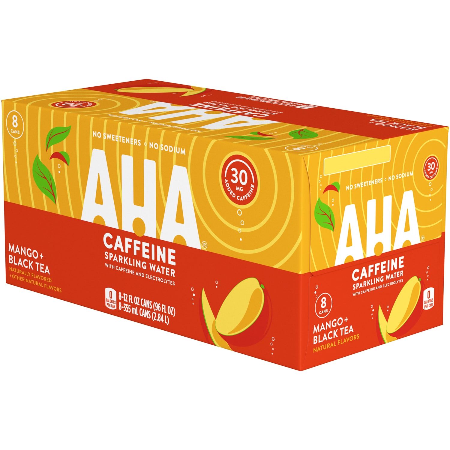 AHA Sparkling Water, Mango + Black Tea, Cans