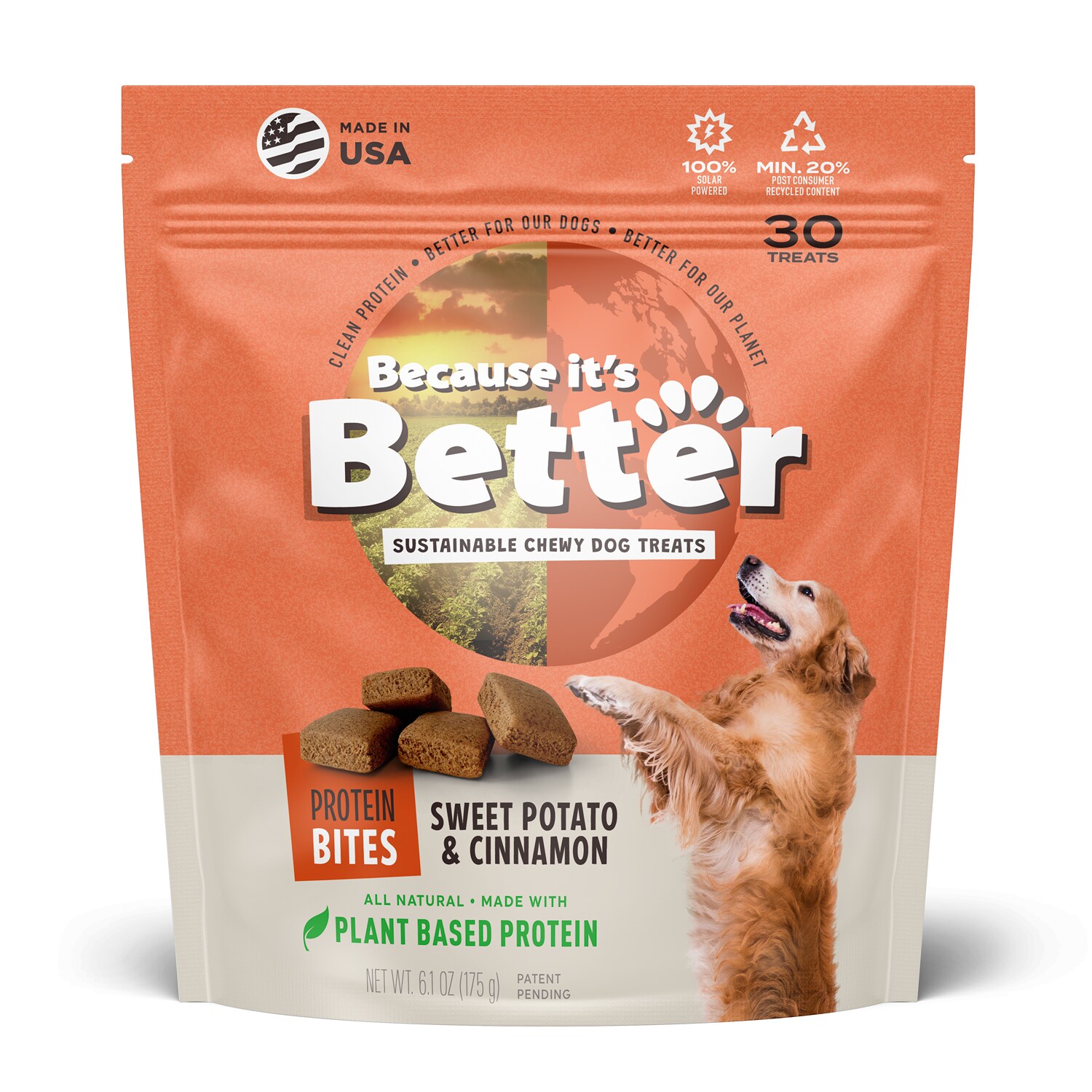 Because It's Better Sustainable Chewy Dog Treats, Sweet Potato & Cinnamon