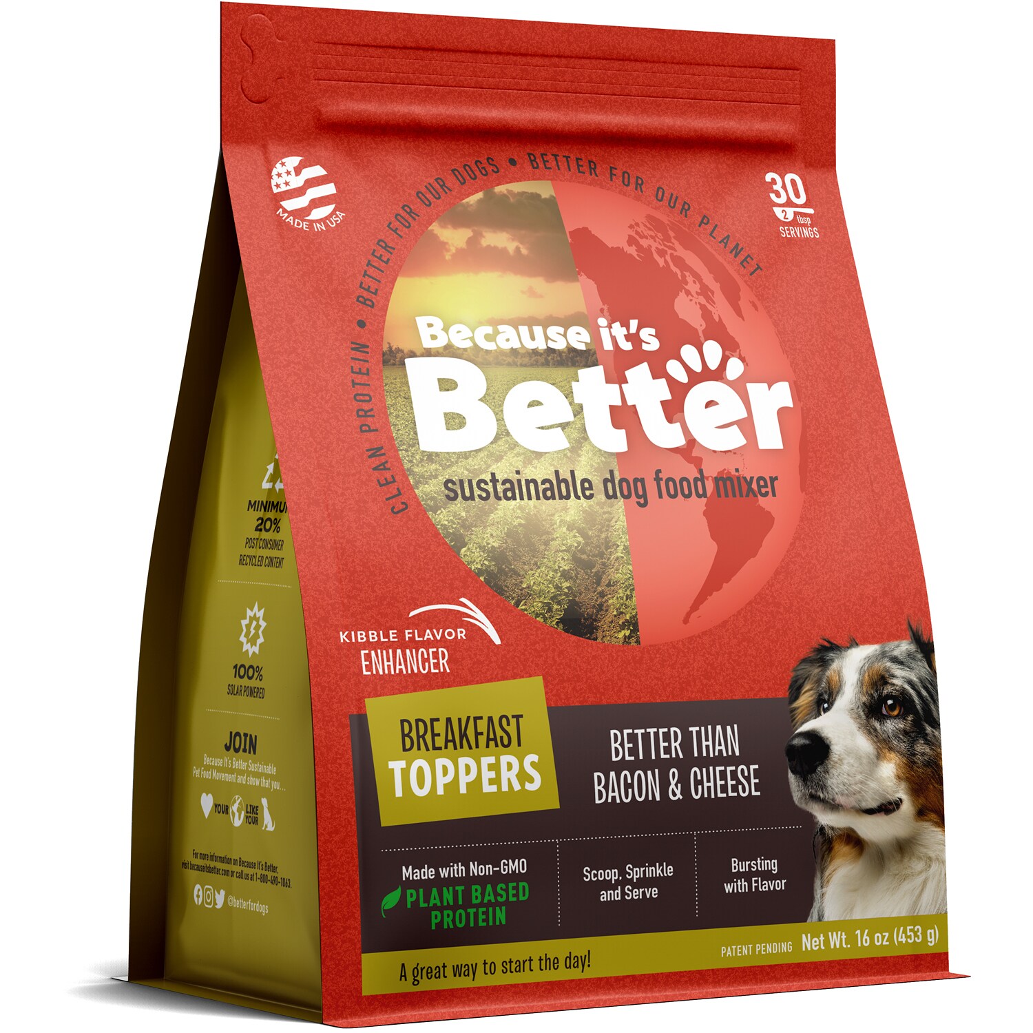 Because It's Better Sustainable Dog Food Breakfast Topper, Better Than Bacon & Cheese