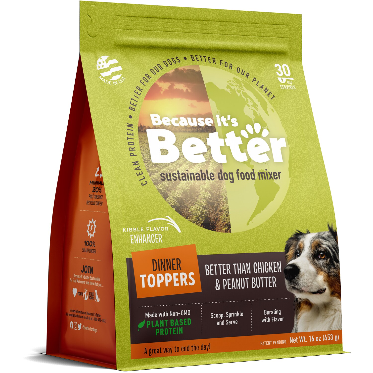 Because It's Better Sustainable Dog Food Dinner Topper, Better Than Chicken & Peanut Butter