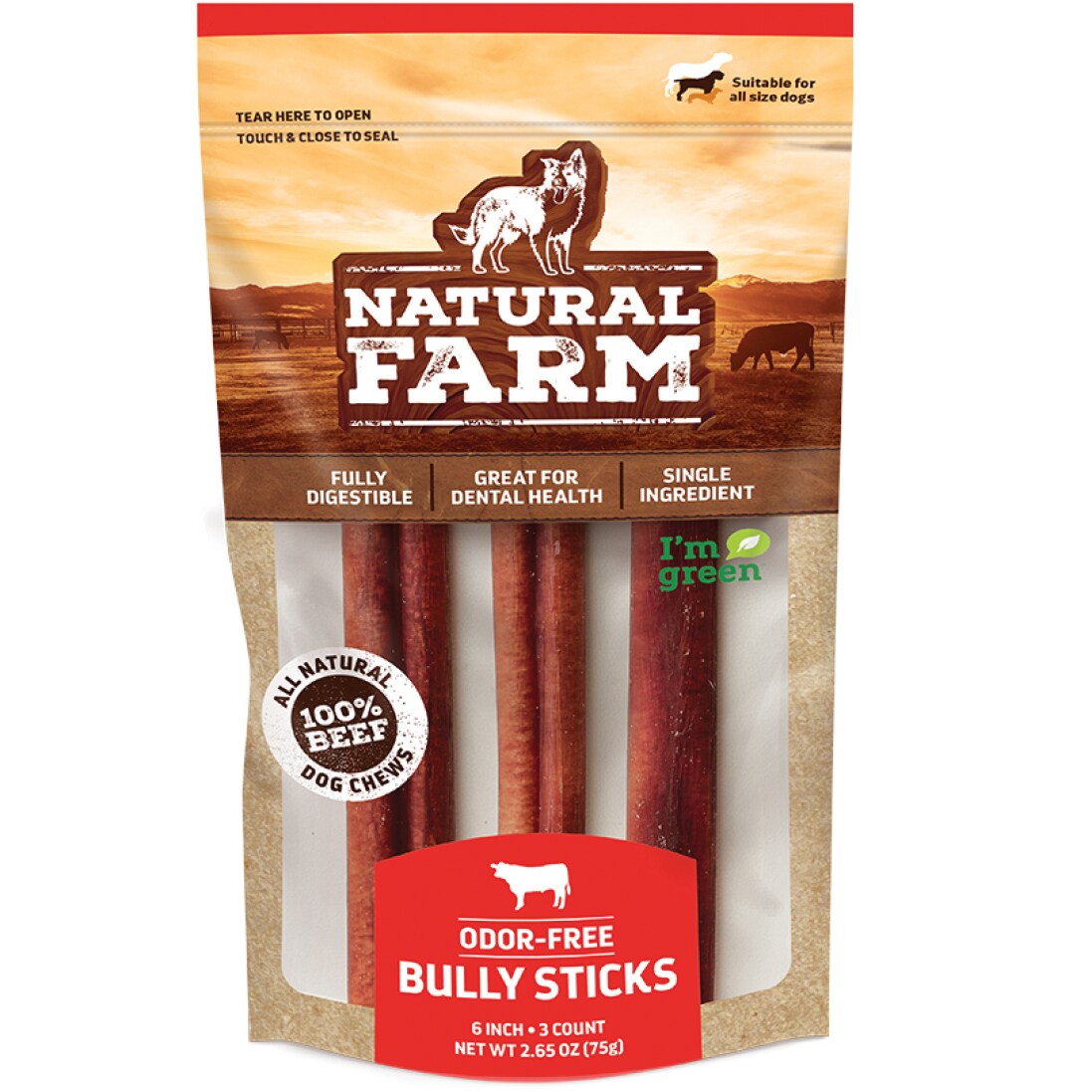 Natural Farm Odor-Free Bully Dog Sticks