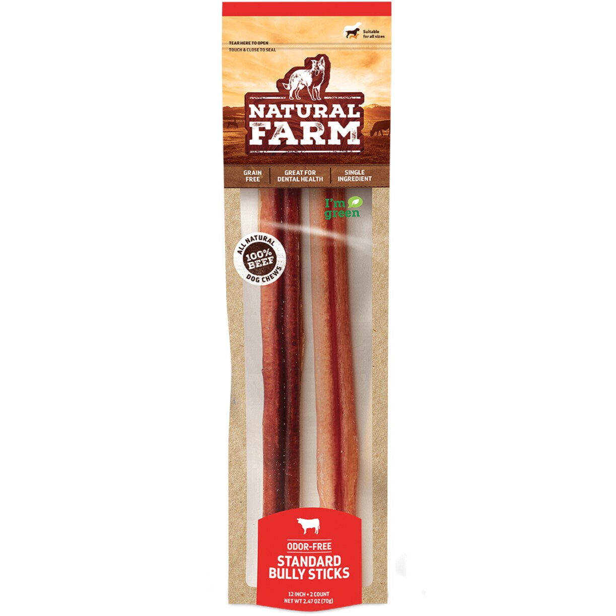 Natural Farm Odor-Free Standard Bully Dog Sticks