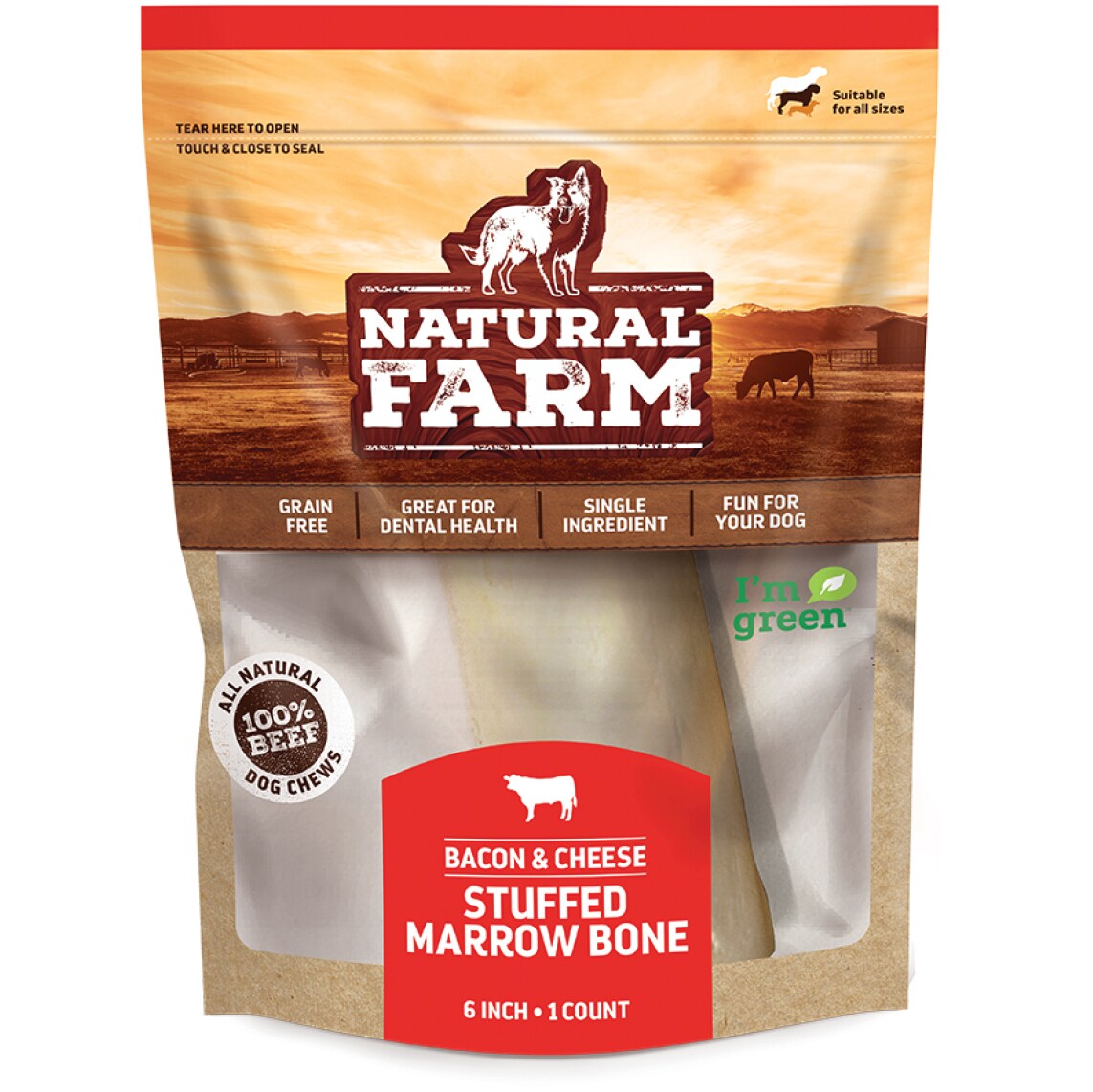 Natural Farm Stuffed Marrow Dog Bone, Bacon & Cheese