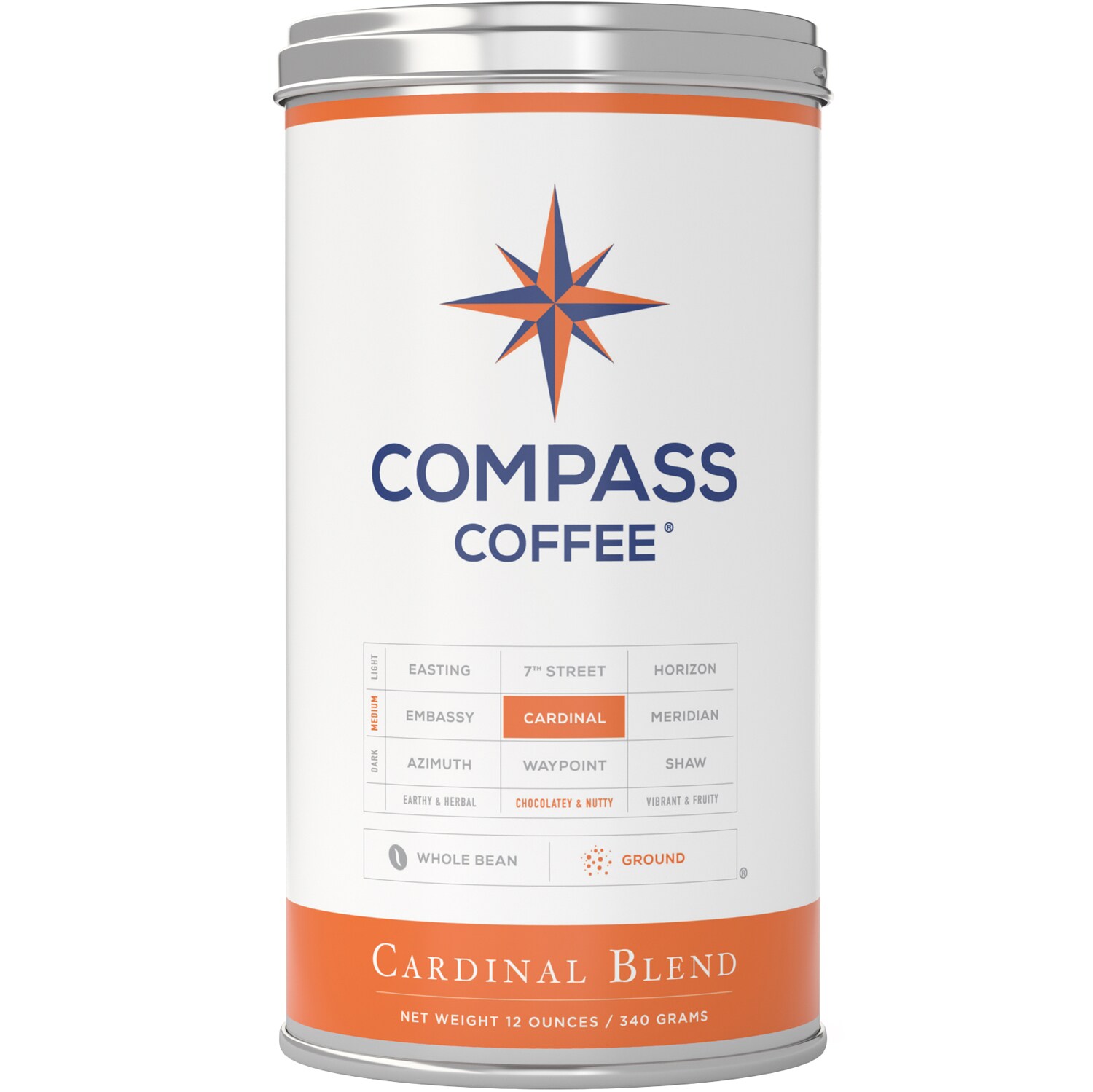 Compass Coffee Ground Coffee, Cardinal Blend