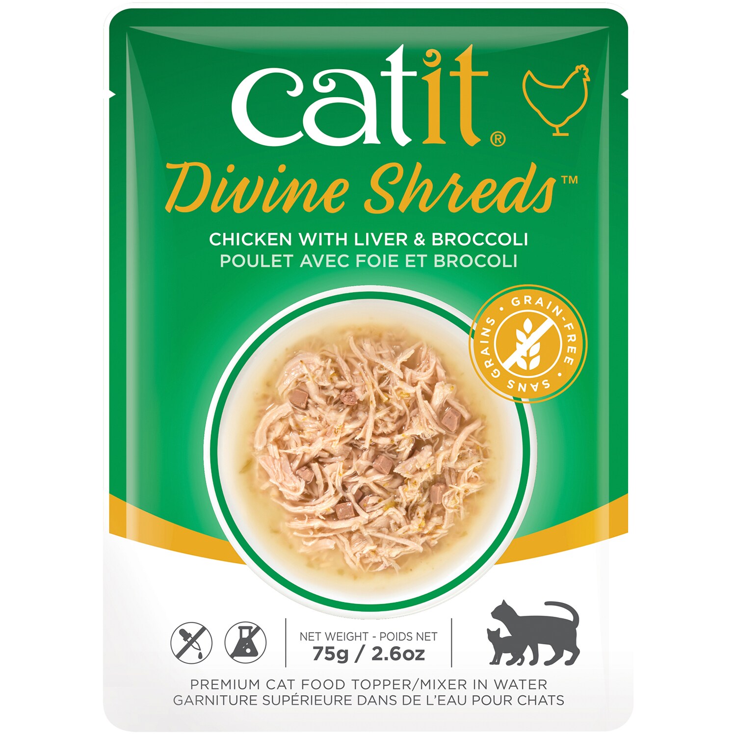 Catit Divine Shreds Wet Cat Food, Chicken with Liver & Broccoli
