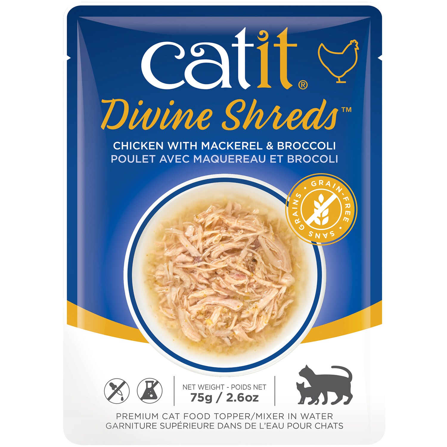 Catit Divine Shreds Wet Cat Food, Chicken with Mackerel & Broccoli