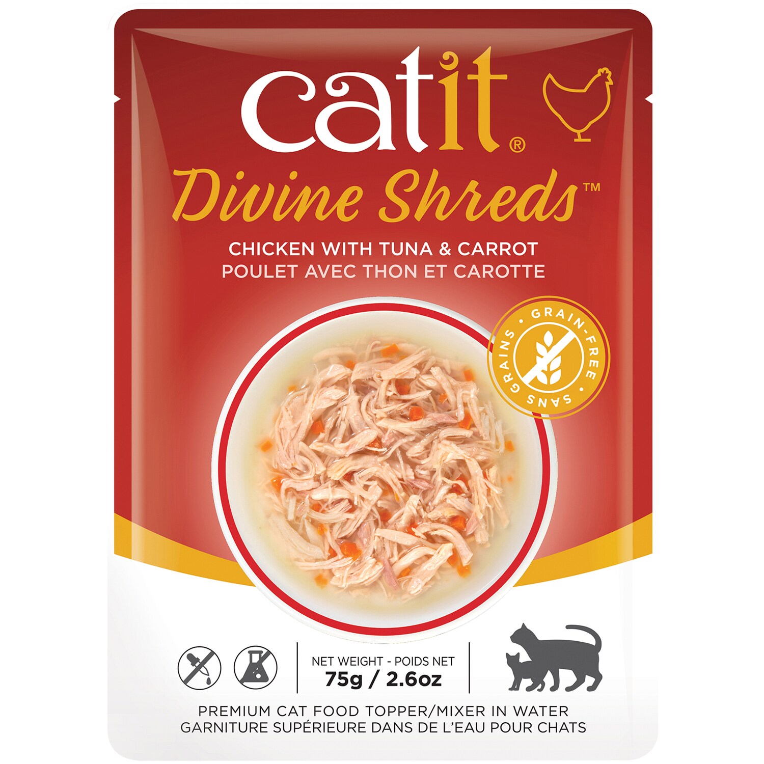Catit Divine Shreds Wet Cat Food, Chicken with Tuna & Carrot