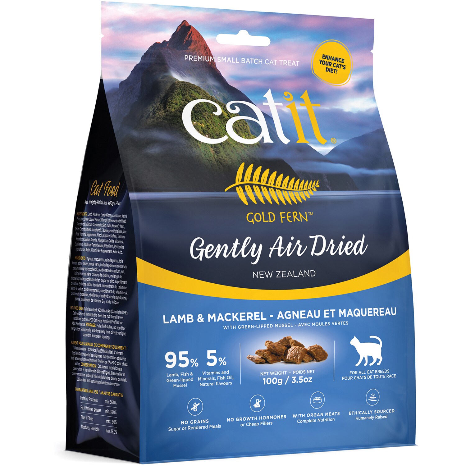 Catit Gold Fern Gently Air Dried Cat Food, Lamb & Mackerel