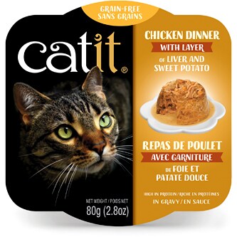 Catit Grain-Free Wet Cat Food, Chicken Dinner with Layer of Liver & Sweet Potato