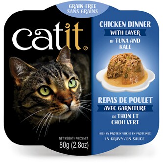 Catit Grain-Free Wet Cat Food, Chicken Dinner with Layer of Tuna & Kale
