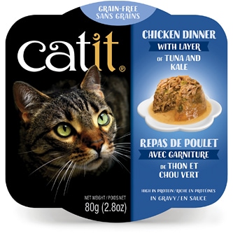 Catit Grain-Free Wet Cat Food, Chicken Dinner with Layer of Tuna & Kale