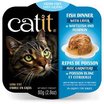 Catit Grain-Free Wet Cat Food, Fish Dinner with Layer of Whitefish & Pumpkin