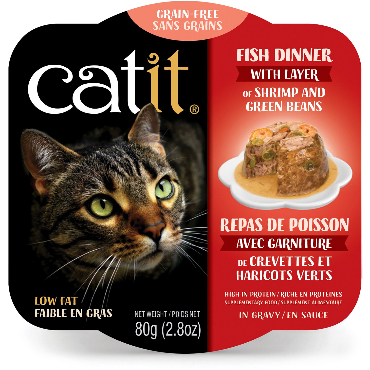 Catit Grain-Free Wet Cat Food, Fish Dinner with Layer of Shrimp & Green Beans