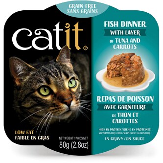 Catit Grain-Free Wet Cat Food, Fish Dinner with Layer of Tuna & Carrots