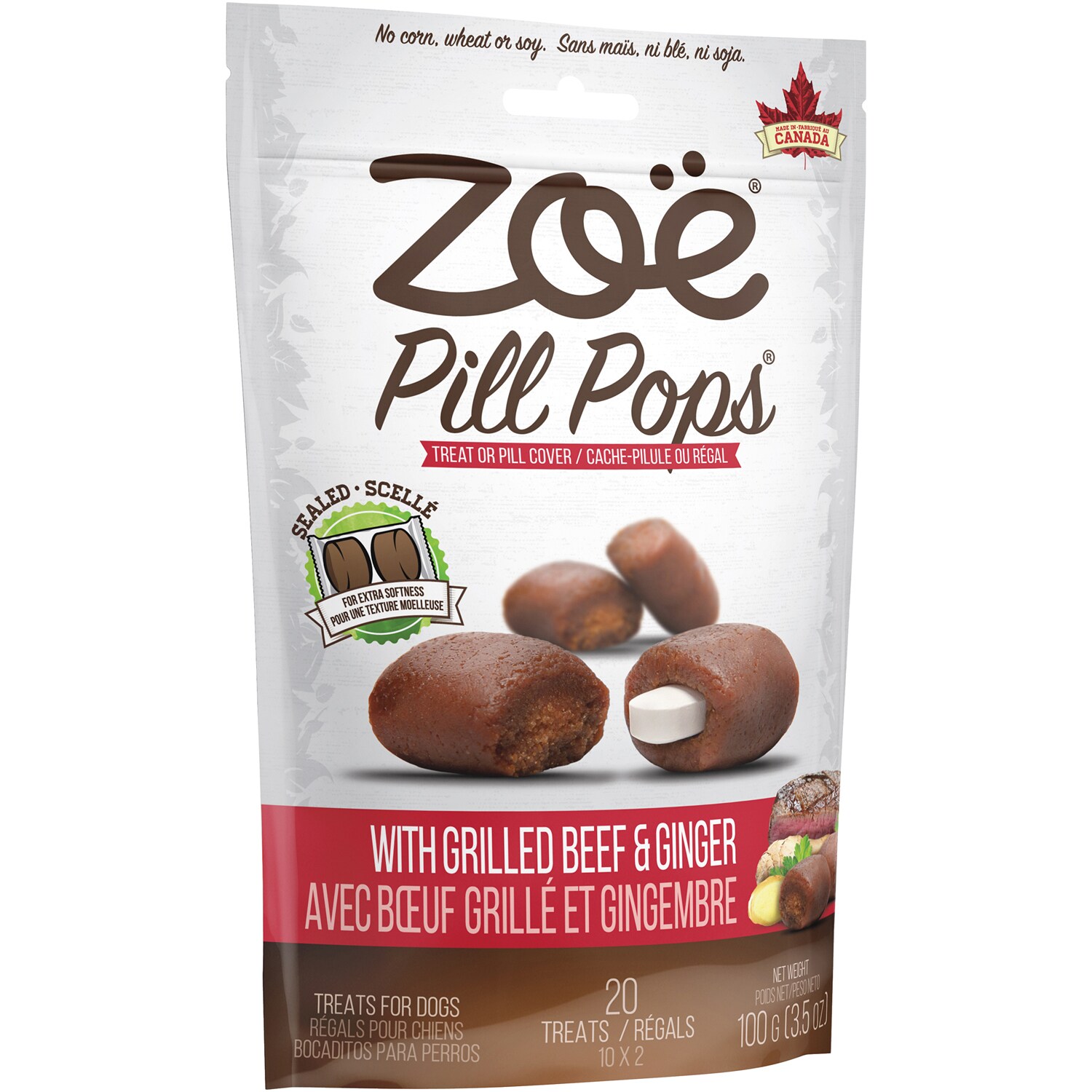 Zoë Pill Pops Dog Treats, Grilled Beef & Ginger