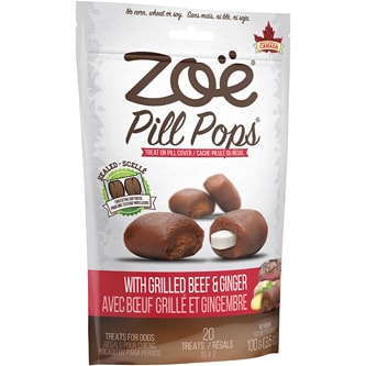 Zoë Pill Pops Dog Treats, Grilled Beef & Ginger