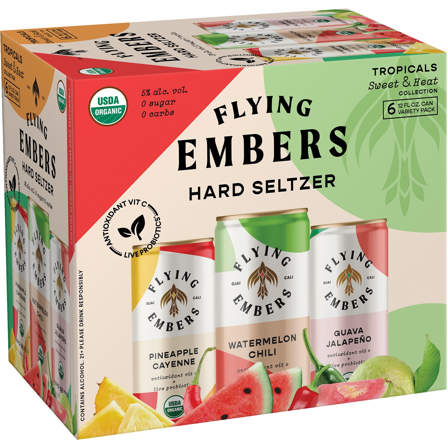 Flying Embers Sweet & Heat Organic Hard Seltzer Variety Pack, Cans