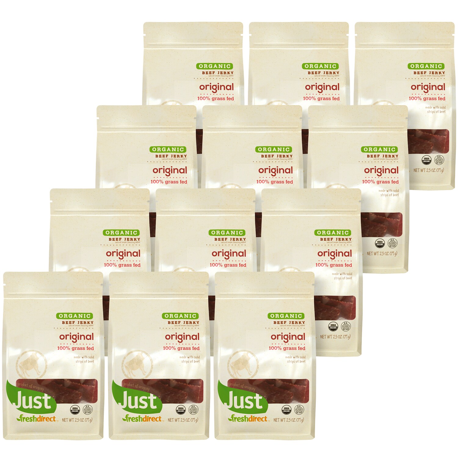 Just FreshDirect Organic 100% Grass-Fed Beef Jerky, Original, Case