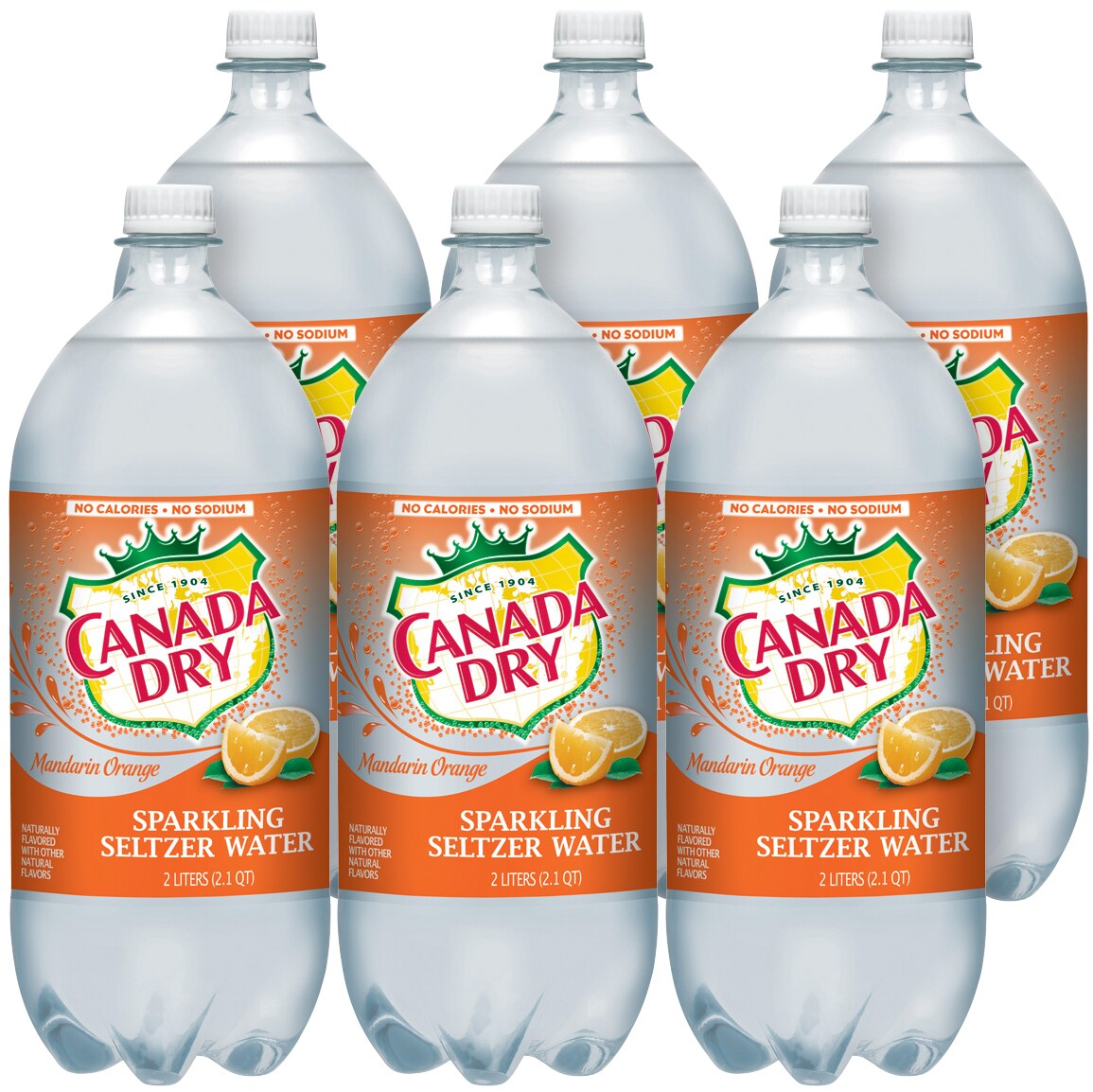 Canada Dry Sparkling Seltzer Water, Mandarin Orange, Plastic Bottles