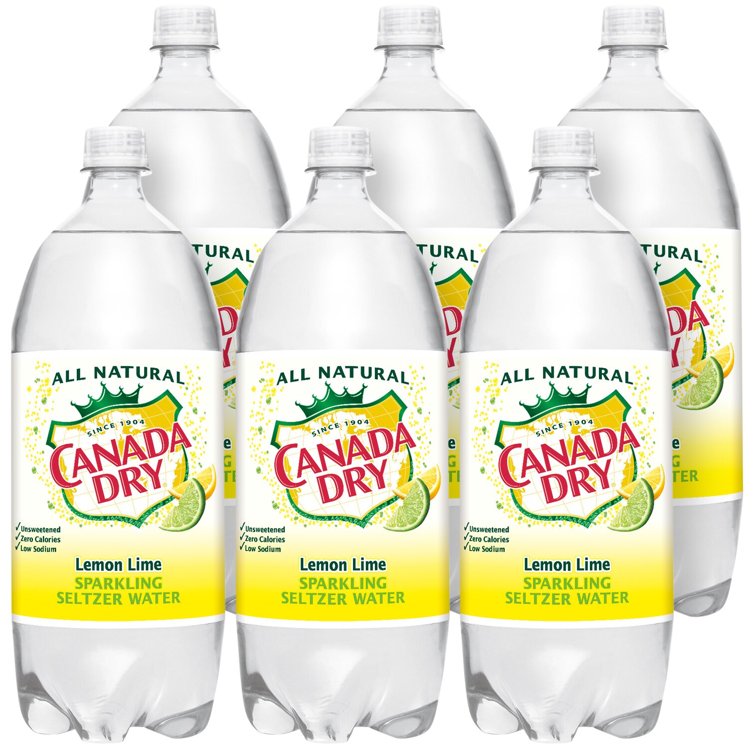 Canada Dry Sparkling Seltzer Water, Lemon Lime, Plastic Bottles