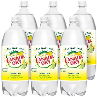 Canada Dry Sparkling Seltzer Water, Lemon Lime, Plastic Bottles
