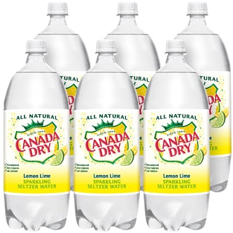 Canada Dry Sparkling Seltzer Water, Lemon Lime, Plastic Bottles
