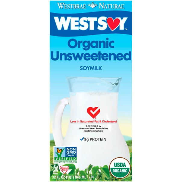 WestSoy Organic Unsweetened Non-Dairy Soymilk, Carton