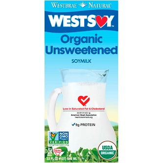 WestSoy Organic Unsweetened Non-Dairy Soymilk, Carton