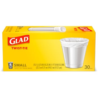 Glad Small Twist-Tie Trash Bags, 4 Gallon