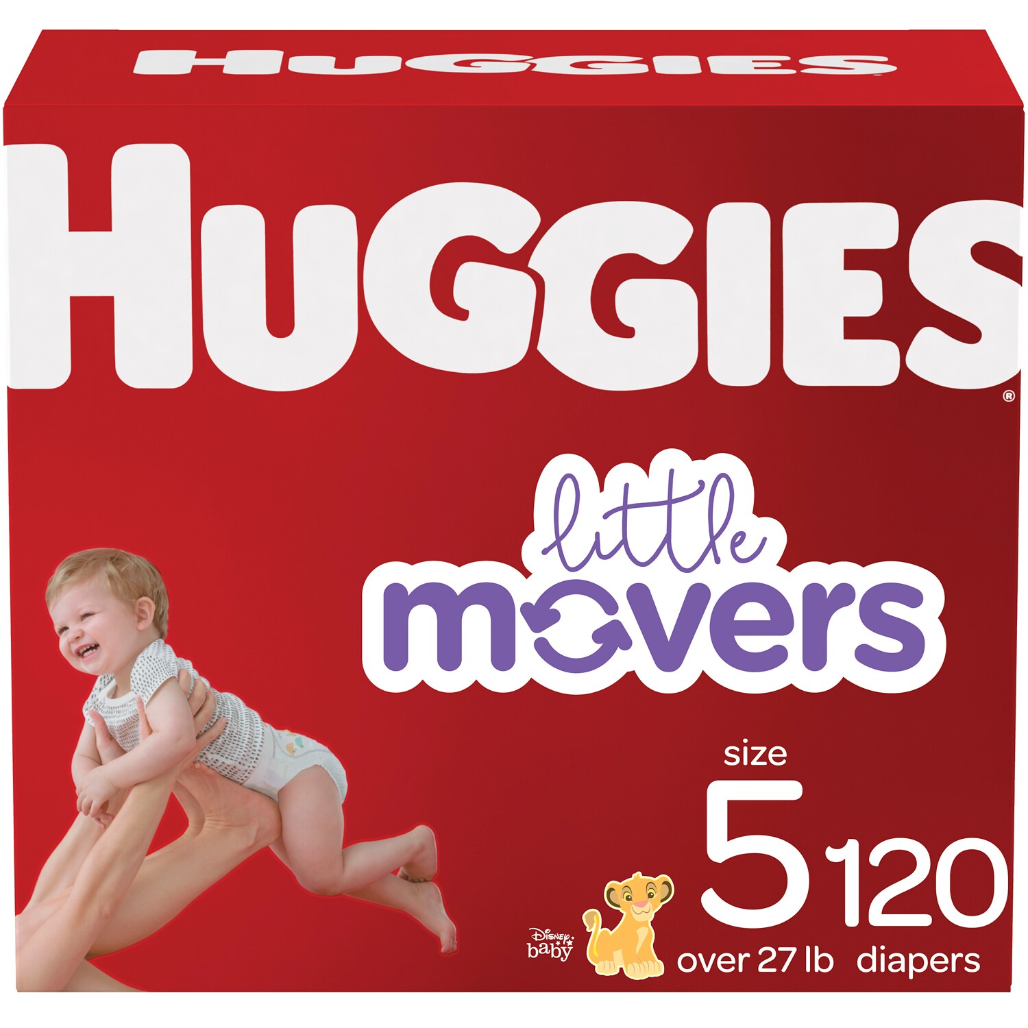 Huggies Little Movers Diapers, Economy Plus, Size 5, 27+lb