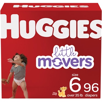Huggies Little Movers Diapers, Economy Plus, Size 6, 35+lb
