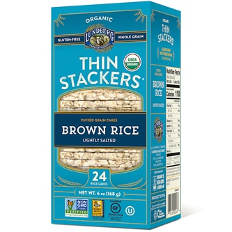 Lundberg Organic Thin Stackers Puffed Grain Cakes, Brown Rice, Lightly Salted