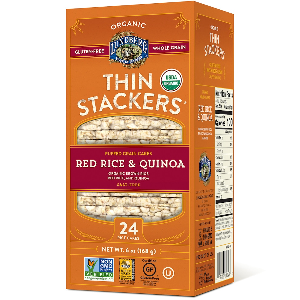 Lundberg Organic Thin Stackers Puffed Grain Cakes, Red Rice & Quinoa