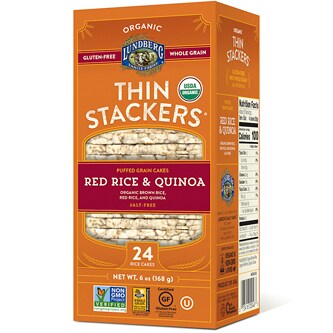 Lundberg Organic Thin Stackers Puffed Grain Cakes, Red Rice & Quinoa