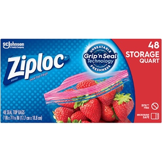 Ziploc Seal Top Quart Storage Bags