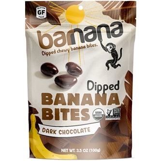 Barnana Organic Dipped Chewy Banana Bites, Dark Chocolate