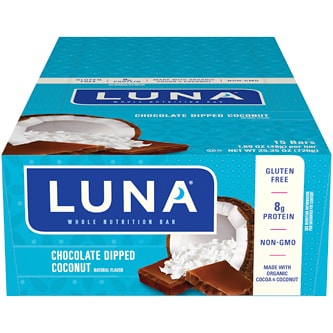 Luna Gluten-Free Nutrition Bars, Chocolate Dipped Coconut