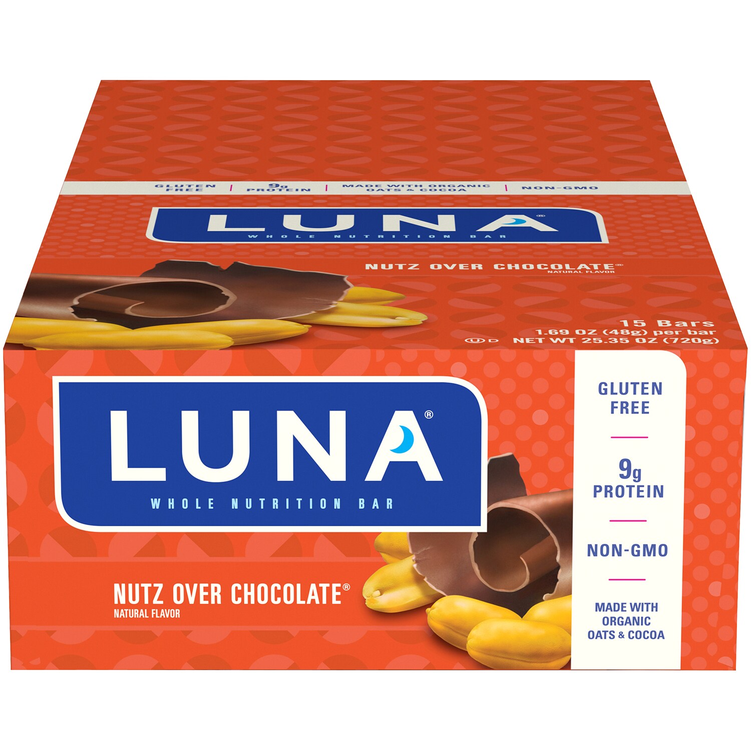 Luna Gluten-Free Nutrition Bars, Nutz Over Chocolate