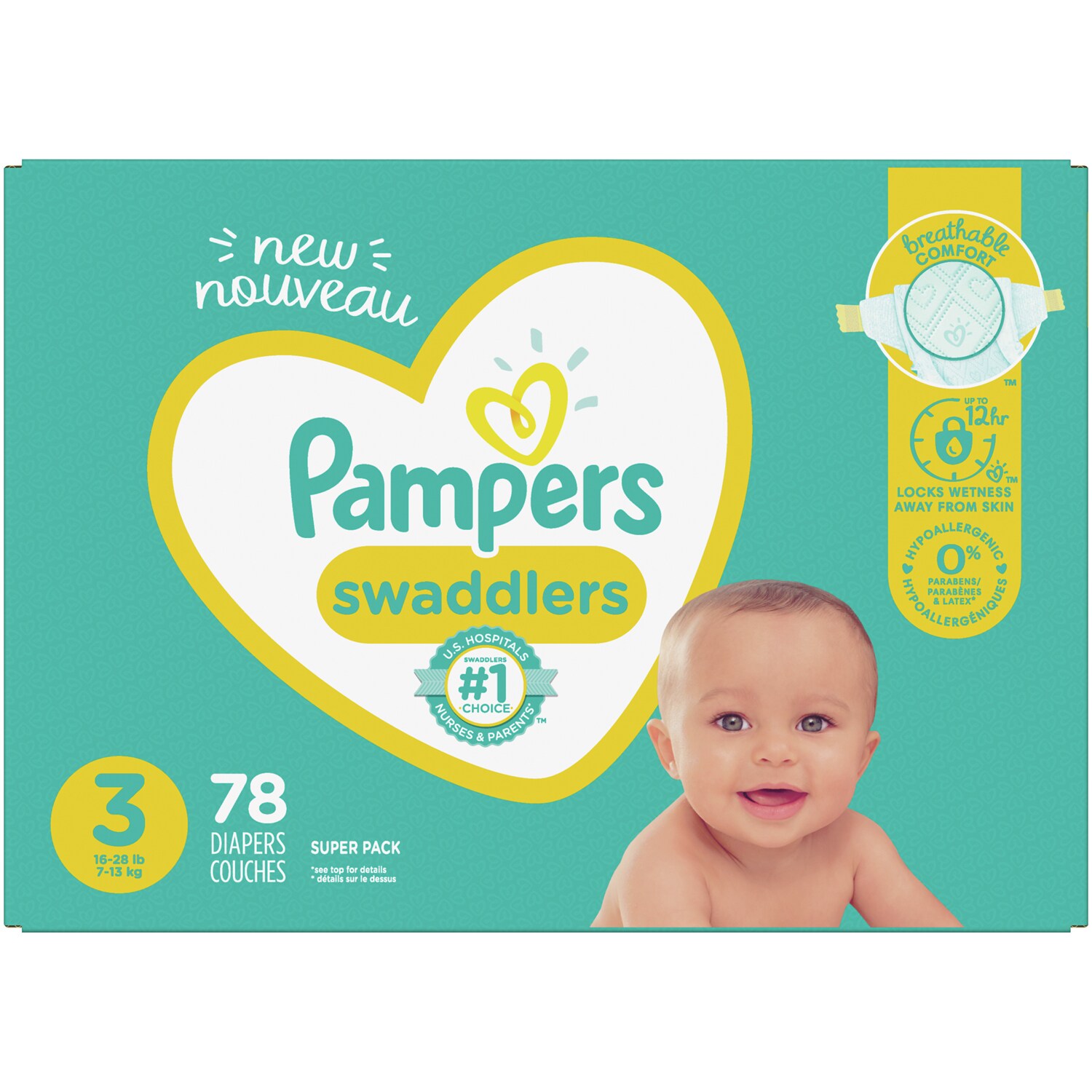 Pampers Swaddlers Diapers, Size 3, 16-28lb