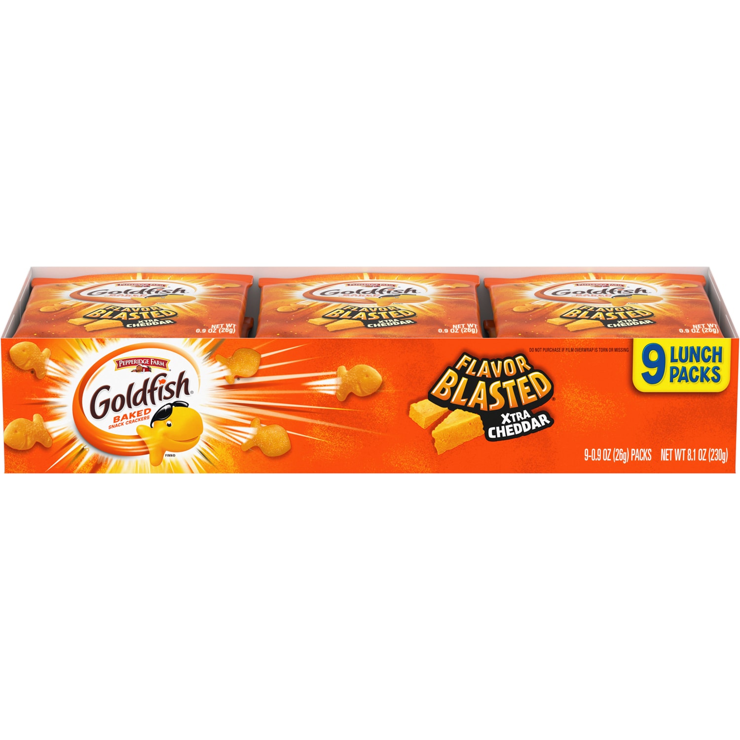 Pepperidge Farm Flavor Blasted Goldfish Crackers Multi-Packs, Extra Cheddar