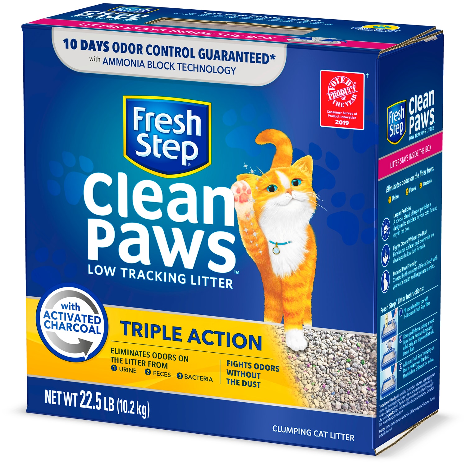 Fresh Step Clean Paws Low Tracking Litter With Activated Charcoal, Triple Action Clumping Litter