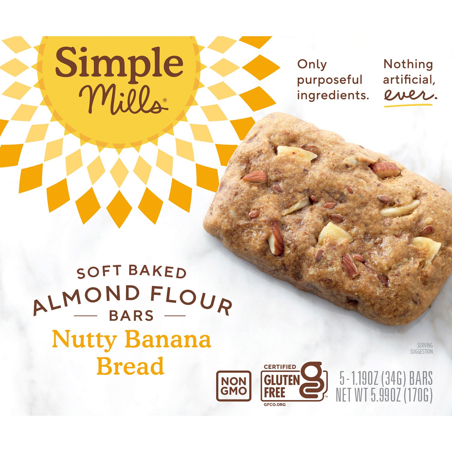 Simple Mills Soft Baked Almond Flour Bars, Nutty Banana Bread