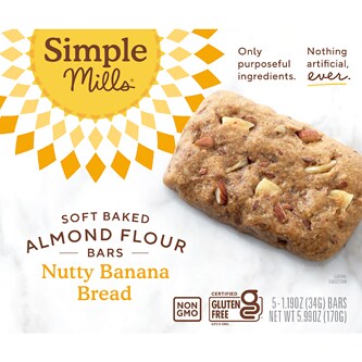 Simple Mills Soft Baked Almond Flour Bars, Nutty Banana Bread